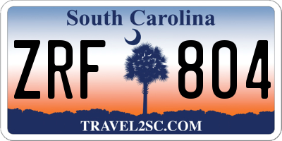 SC license plate ZRF804
