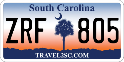 SC license plate ZRF805