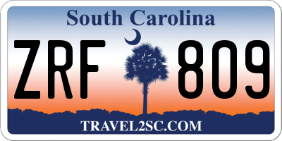 SC license plate ZRF809