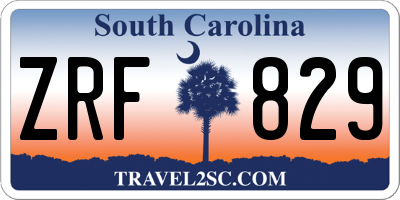 SC license plate ZRF829