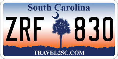 SC license plate ZRF830