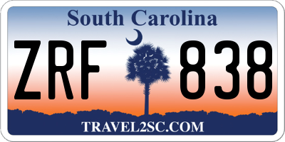 SC license plate ZRF838