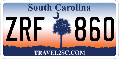 SC license plate ZRF860