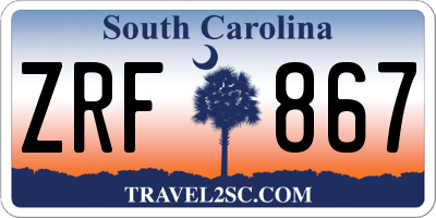 SC license plate ZRF867