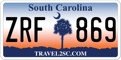 SC license plate ZRF869