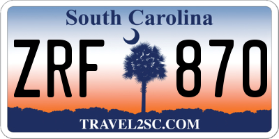 SC license plate ZRF870