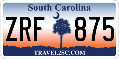 SC license plate ZRF875