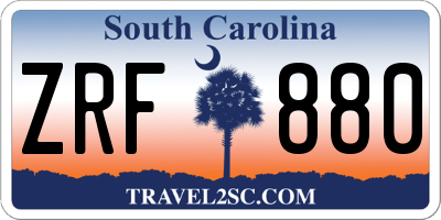 SC license plate ZRF880