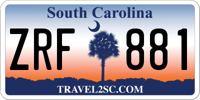 SC license plate ZRF881