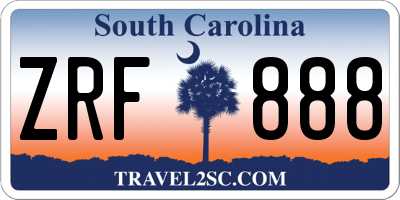 SC license plate ZRF888