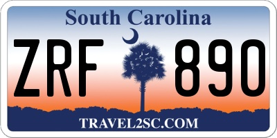 SC license plate ZRF890