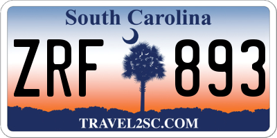 SC license plate ZRF893