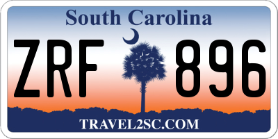 SC license plate ZRF896
