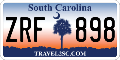 SC license plate ZRF898
