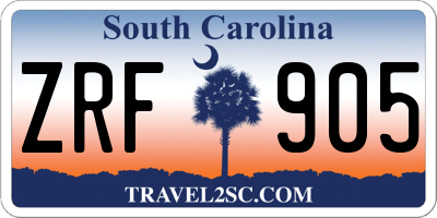 SC license plate ZRF905