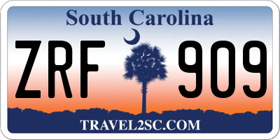 SC license plate ZRF909