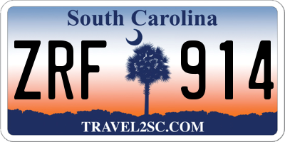SC license plate ZRF914