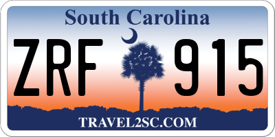 SC license plate ZRF915