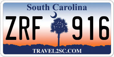SC license plate ZRF916