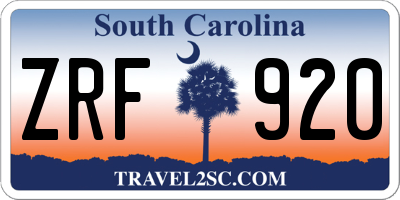 SC license plate ZRF920