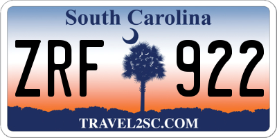 SC license plate ZRF922