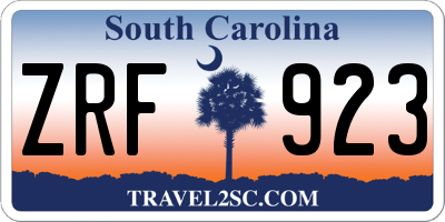 SC license plate ZRF923