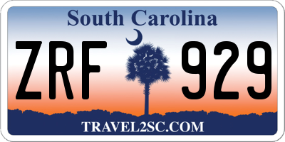 SC license plate ZRF929