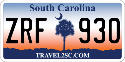 SC license plate ZRF930