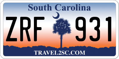SC license plate ZRF931