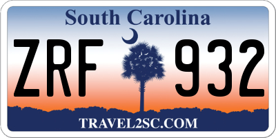 SC license plate ZRF932