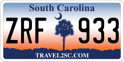 SC license plate ZRF933