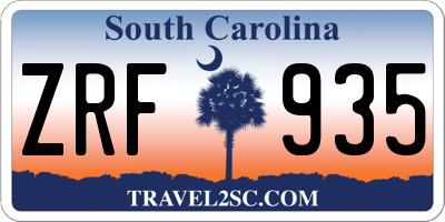 SC license plate ZRF935