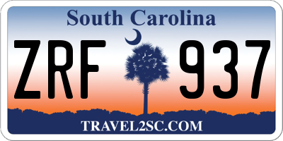 SC license plate ZRF937