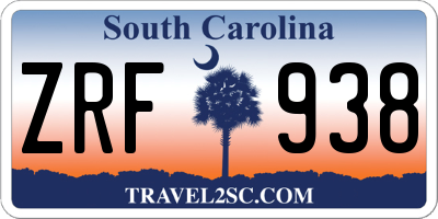 SC license plate ZRF938