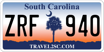 SC license plate ZRF940