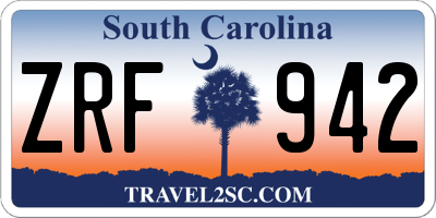 SC license plate ZRF942