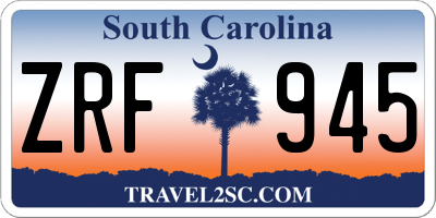 SC license plate ZRF945