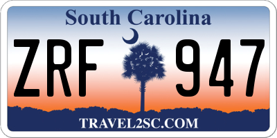 SC license plate ZRF947