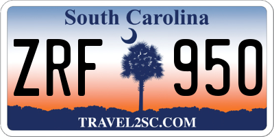 SC license plate ZRF950