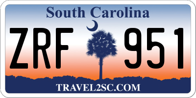 SC license plate ZRF951