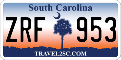 SC license plate ZRF953