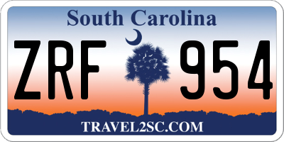 SC license plate ZRF954