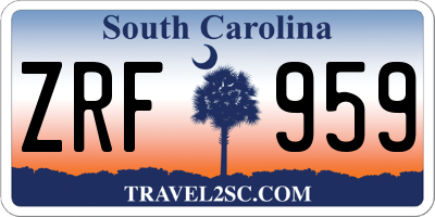 SC license plate ZRF959