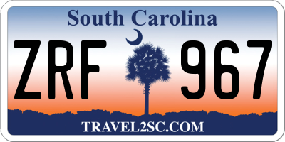 SC license plate ZRF967