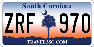 SC license plate ZRF970