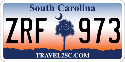 SC license plate ZRF973
