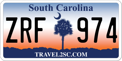 SC license plate ZRF974