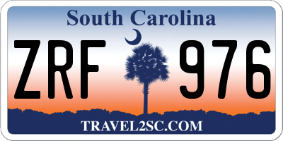 SC license plate ZRF976