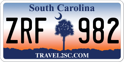 SC license plate ZRF982