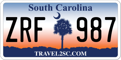 SC license plate ZRF987